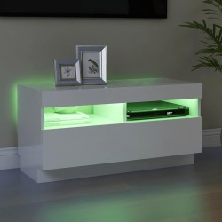 Meuble TV avec lumières LED blanc brillant 80x35x40 cm 613834613834