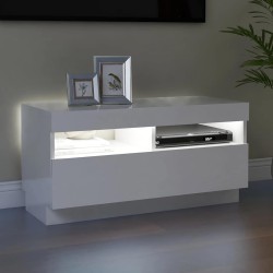 Meuble TV avec lumières LED blanc brillant 80x35x40 cm 613834613834