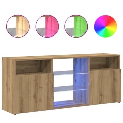 Meuble TV avec lumières LED chêne artisanal bois d'ingénierie 613836613836