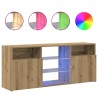 Meuble TV avec lumières LED chêne artisanal bois d'ingénierie 613836613836