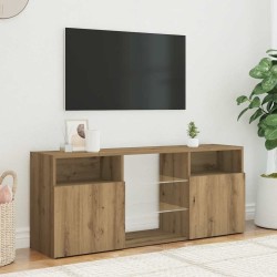 Meuble TV avec lumières LED chêne artisanal bois d'ingénierie 613836613836
