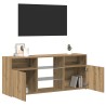 Meuble TV avec lumières LED chêne artisanal bois d'ingénierie 613836613836