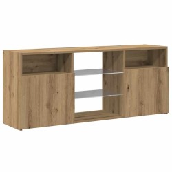 Meuble TV avec lumières LED chêne artisanal bois d'ingénierie 613836613836