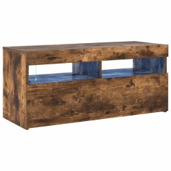 Meuble TV avec lumières LED Chêne fumé 90x35x40 cm 613837613837
