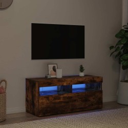 Meuble TV avec lumières LED Chêne fumé 90x35x40 cm 613837613837