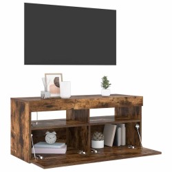 Meuble TV avec lumières LED Chêne fumé 90x35x40 cm 613837613837