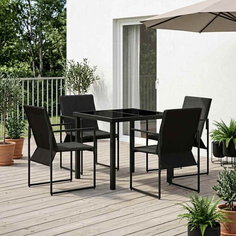 Ensemble de salle à manger pour jardin 5 pcs Noir et anthracite 613841613841