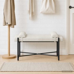 Banc capitonné à boutons avec coussins Crème 110 x 40 x 46 cm 613842613842
