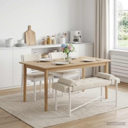 Banc capitonné à boutons avec coussins Crème 110 x 40 x 46 cm 613842613842