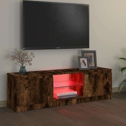Meuble TV avec lumières LED chêne fumé 120x30x36 cm 613843613843