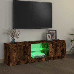 Meuble TV avec lumières LED chêne fumé 120x30x36 cm 613843613843