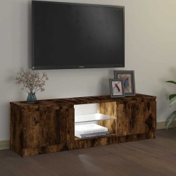Meuble TV avec lumières LED chêne fumé 120x30x36 cm 613843613843