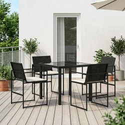 Ensemble de salle à manger pour jardin 5 pcs Noir et Crème 613846613846