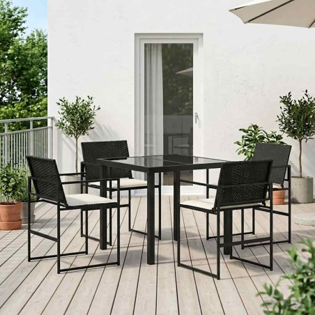 Ensemble de salle à manger pour jardin 5 pcs Noir et Crème 613846613846