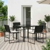 Ensemble de salle à manger pour jardin 5 pcs Noir et Crème 613846613846