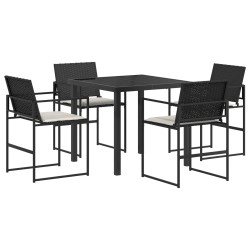 Ensemble de salle à manger pour jardin 5 pcs Noir et Crème 613846613846