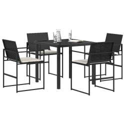Ensemble de salle à manger pour jardin 5 pcs Noir et Crème 613846613846