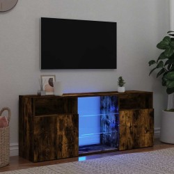 Meuble TV avec lumières LED Chêne fumé 120x30x50 cm 613848613848