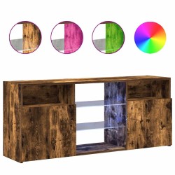 Meuble TV avec lumières LED Chêne fumé 120x30x50 cm 613848613848
