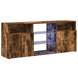 Meuble TV avec lumières LED Chêne fumé 120x30x50 cm 613848613848