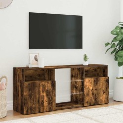 Meuble TV avec lumières LED Chêne fumé 120x30x50 cm 613848613848