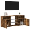 Meuble TV avec lumières LED Chêne fumé 120x30x50 cm 613848613848