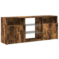 Meuble TV avec lumières LED Chêne fumé 120x30x50 cm 613848613848