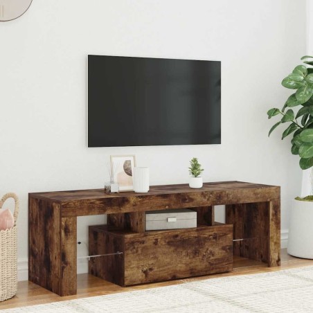 Meuble TV avec lumières LED chêne fumé 120x35x40 cm 613849613849