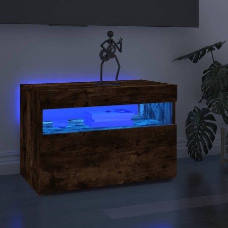 Meuble TV avec lumières LED Chêne fumé 60x35x40 cm 613851613851