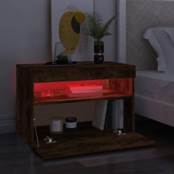 Meuble TV avec lumières LED Chêne fumé 60x35x40 cm 613851613851