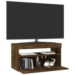 Meuble TV avec lumières LED Chêne fumé 75x35x40 cm 613852613852
