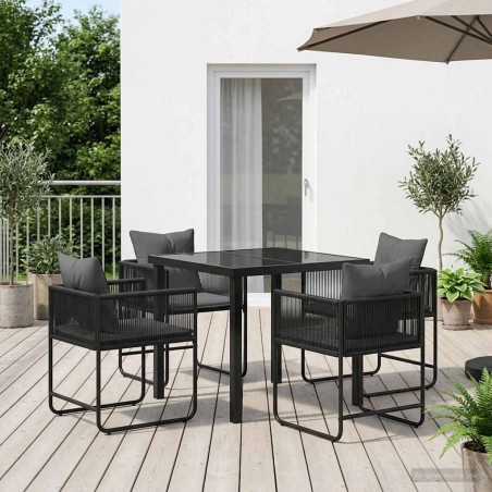 Ensemble de salle à manger pour jardin 5 pcs Noir et anthracite 613853613853