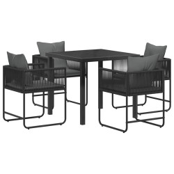 Ensemble de salle à manger pour jardin 5 pcs Noir et anthracite 613853613853
