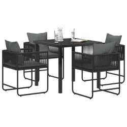 Ensemble de salle à manger pour jardin 5 pcs Noir et anthracite 613853613853