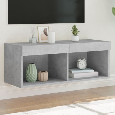 Meuble TV avec lumières LED gris béton 80x30x30 cm 613856613856