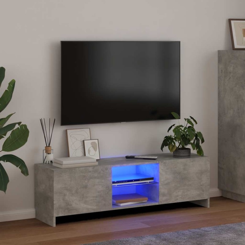 Meuble TV avec lumières LED gris béton 120x30x36 cm 613857613857