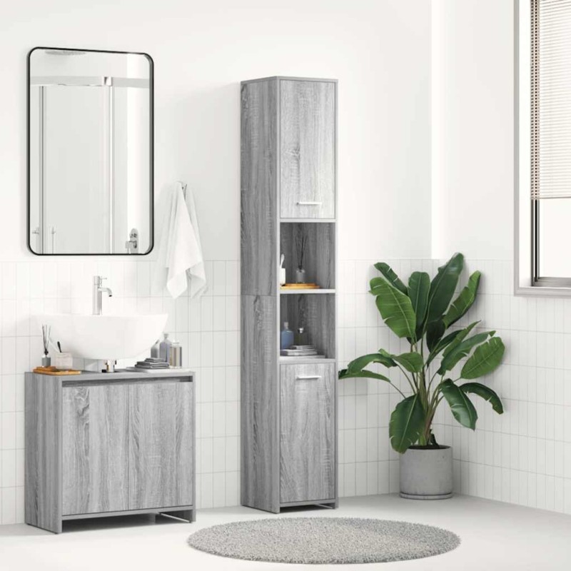 Armoire de bain Sonoma gris 30x30x183,5 cm Bois d'ingénierie 613860613860