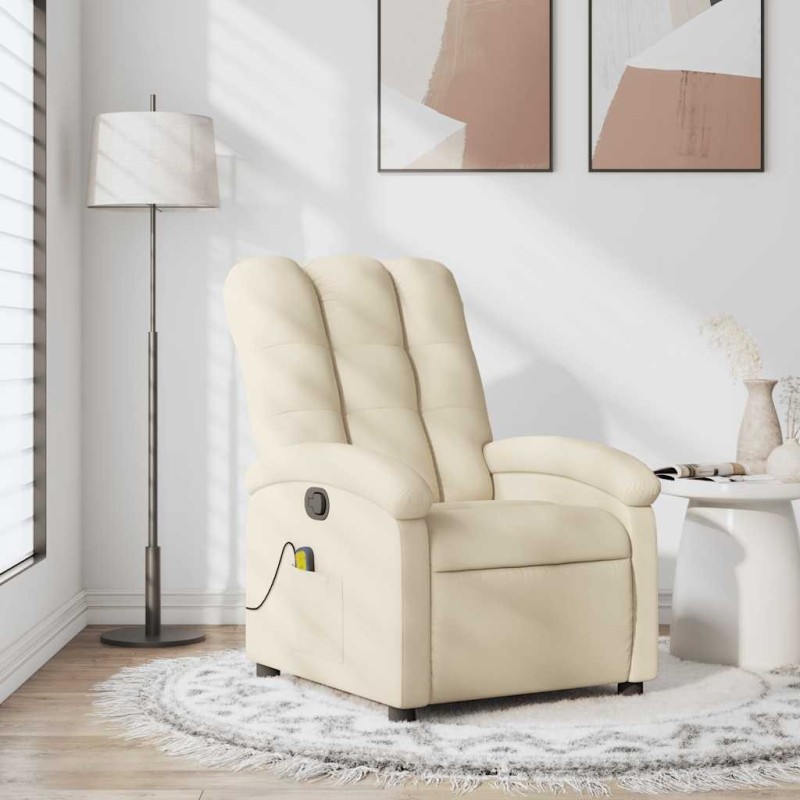 Fauteuil inclinable de massage crème tissu 613879613879