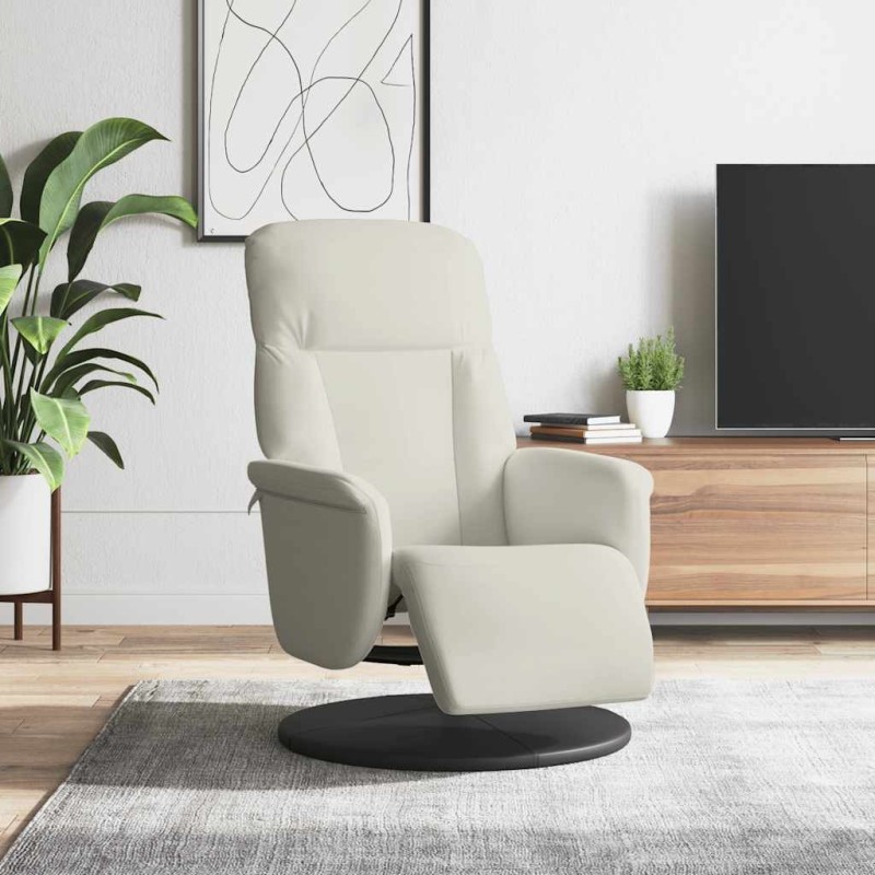 Fauteuil inclinable avec repose-pied crème velours 613886613886