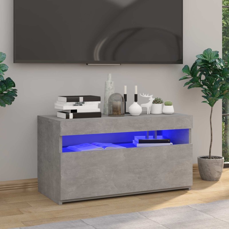 Meuble TV avec lumières LED Gris béton 75x35x40 cm 613887613887