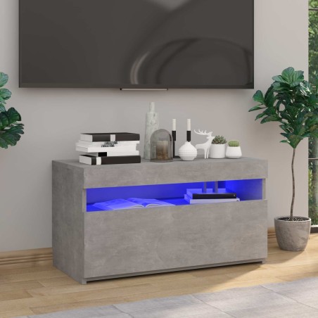 Meuble TV avec lumières LED Gris béton 75x35x40 cm 613887613887