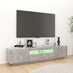 Meuble TV avec lumières LED Gris béton 180x35x40 cm 613888613888