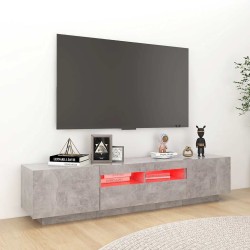 Meuble TV avec lumières LED Gris béton 180x35x40 cm 613888613888