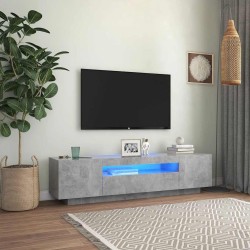 Meuble TV avec lumières LED gris béton 160x35x40 cm 613891613891