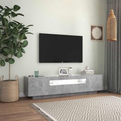 Meuble TV avec lumières LED gris béton 160x35x40 cm 613891613891