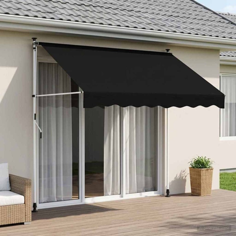 Auvent rétractable manuel Noir 100 cm 613892613892