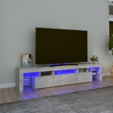 Meuble TV avec lumières LED Gris béton 200x36,5x40 cm 613893613893