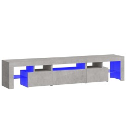 Meuble TV avec lumières LED Gris béton 200x36,5x40 cm 613893613893
