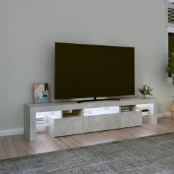 Meuble TV avec lumières LED Gris béton 200x36,5x40 cm 613893613893