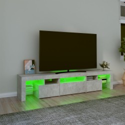 Meuble TV avec lumières LED Gris béton 200x36,5x40 cm 613893613893